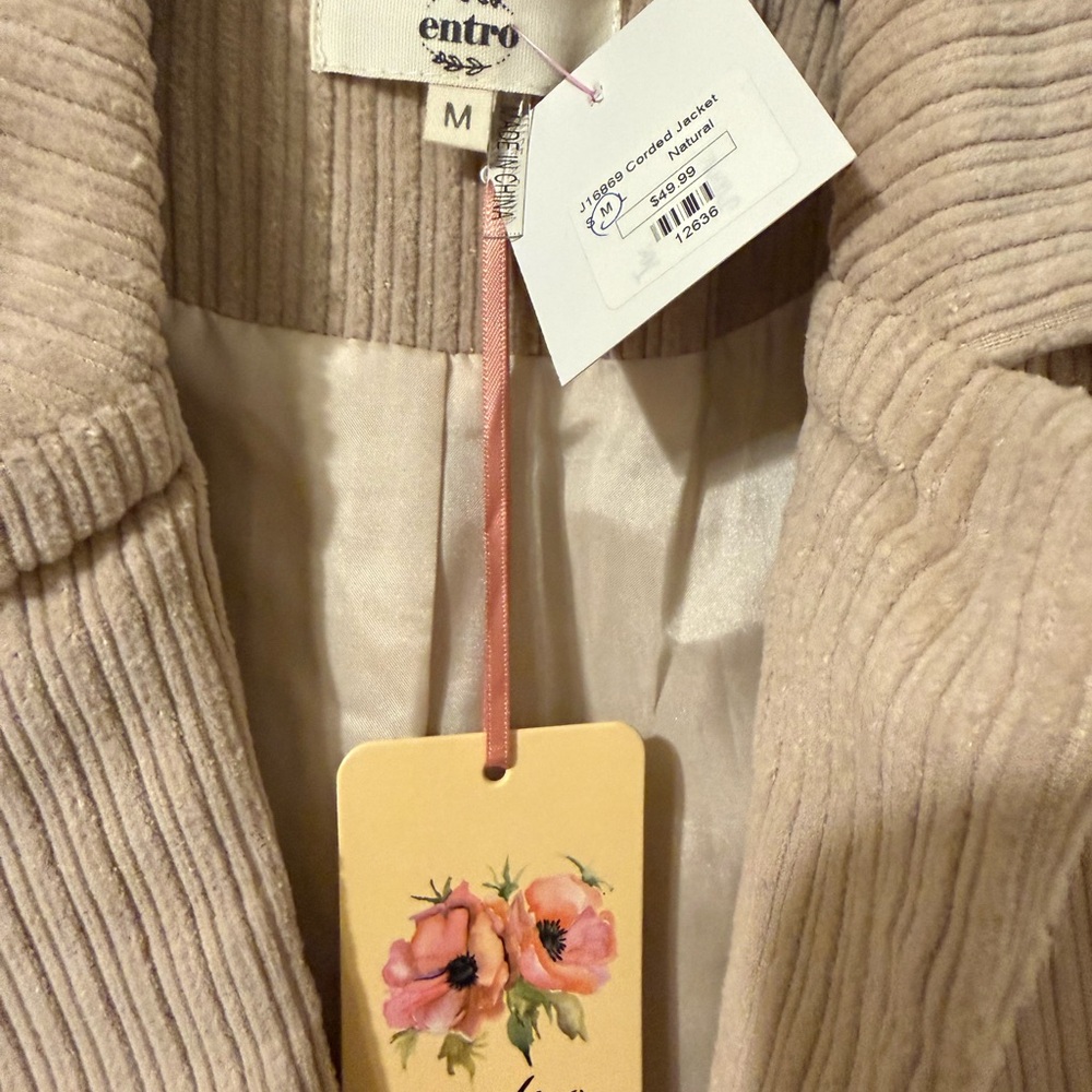 Entro Beige Corduroy Women's Blazer - Picture 2 of 3